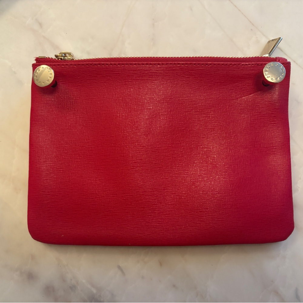 FURLA red double zipper clutch